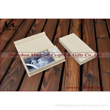 Fabric Linen Cotton Wood Photo Keepsake USB Box with magnet lid
